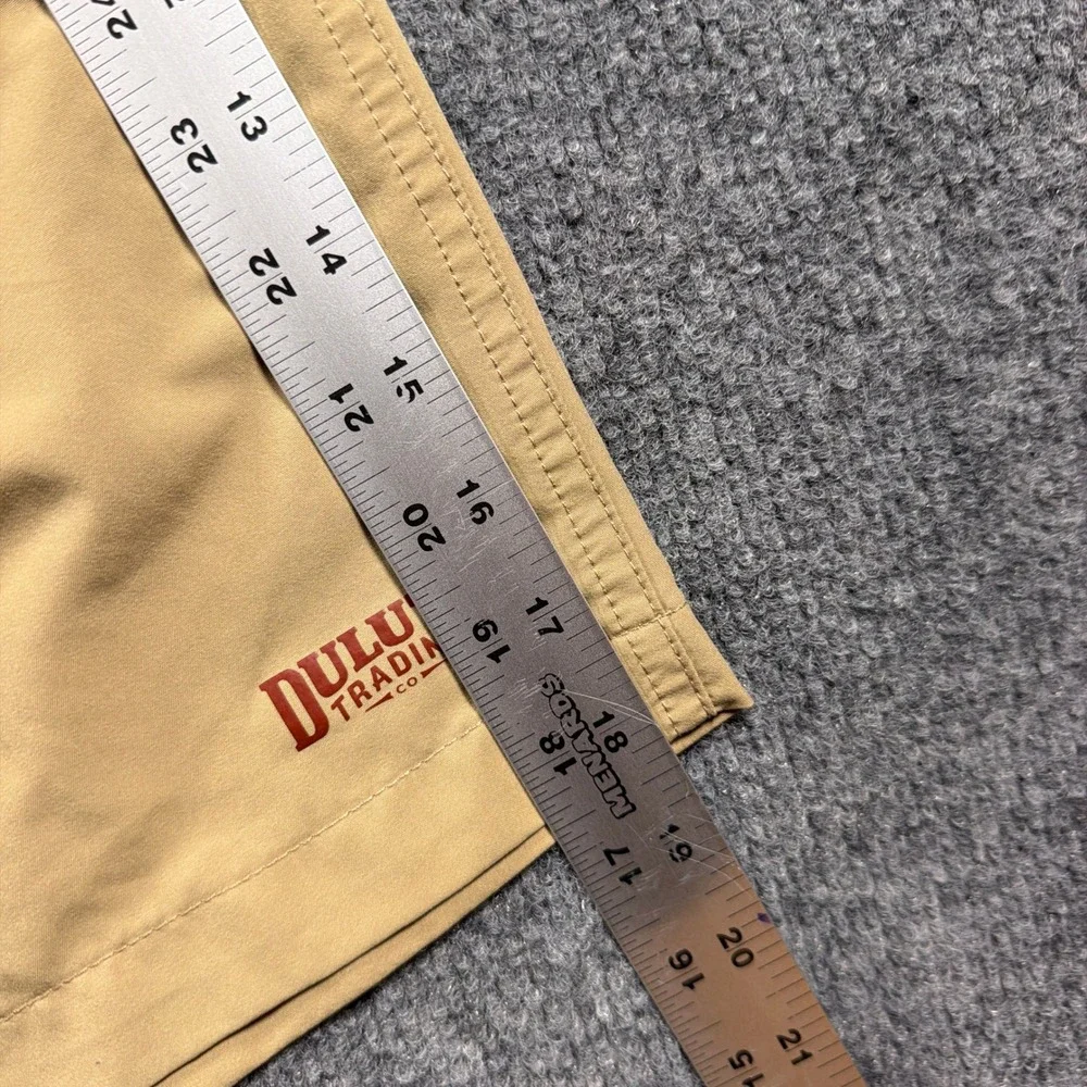 Duluth Trading Co Pier Genius Swim Trunks Mens XL Orange Tan Colorblock 9